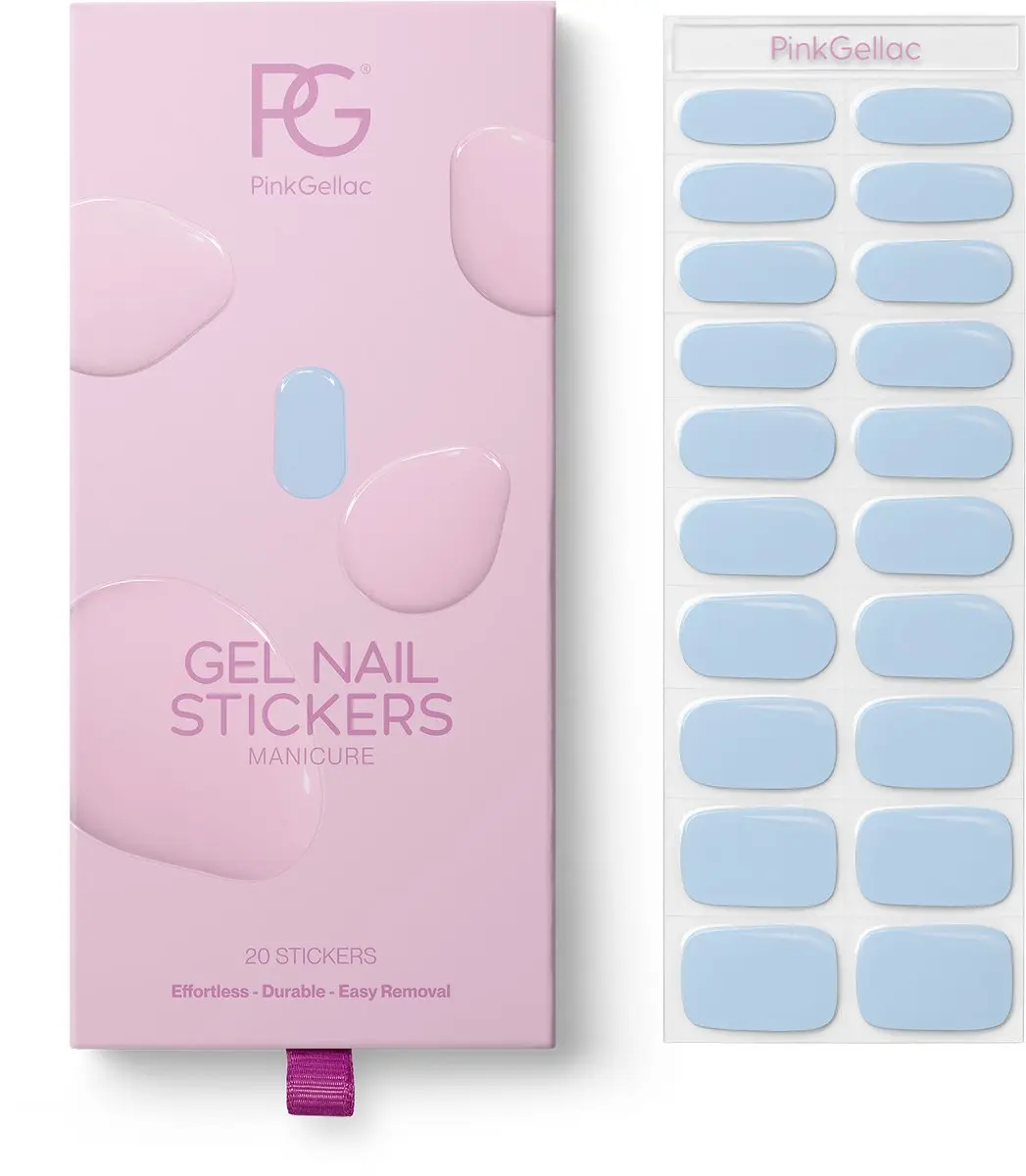 Pink Gellac UV Nagelstickers Powdery Blue - 20 Stuks
