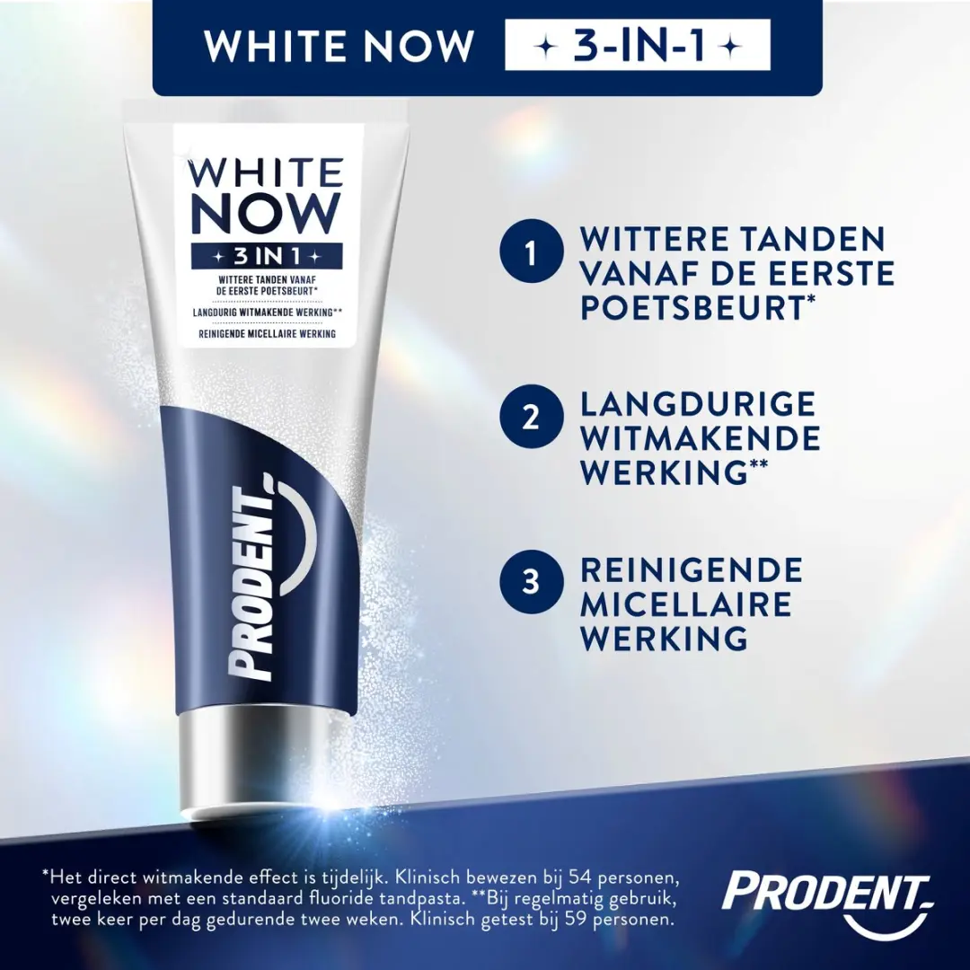 Prodent White Now 3in1 Tandpasta - 4x75ml