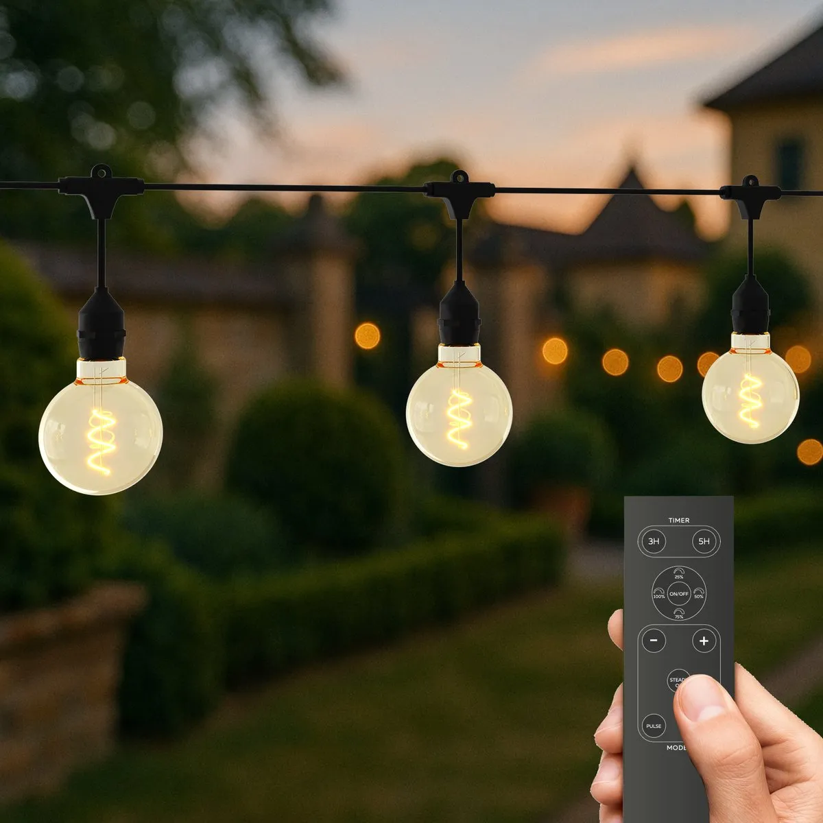 Calex Vista Lichtsnoer 10m - 8 LED Grote Bolletjes - Warm Wit