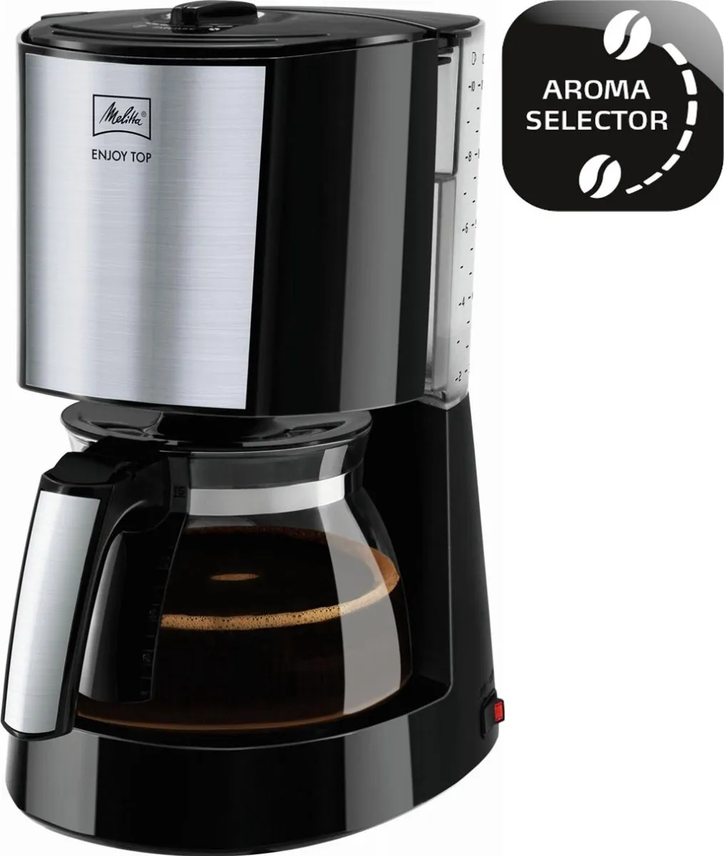 Melitta Enjoy Top 1017-04 Glas Koffiezetapparaat 10 Kopjes - 1,25L - Zwart