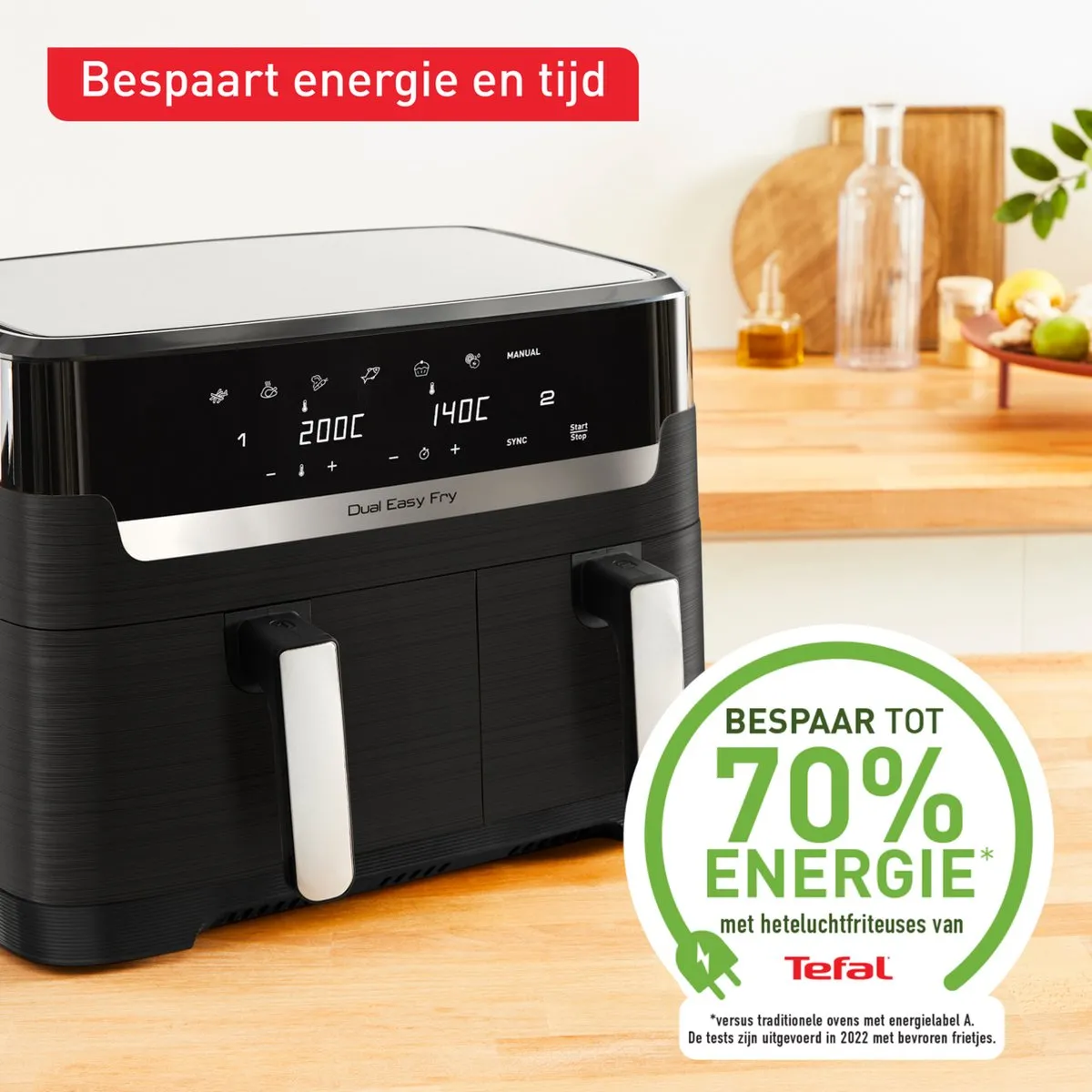 Tefal Dual Easy Fry & Grill EY9018 Heeluchtfriteuse 2700W - 8,3L Zwart