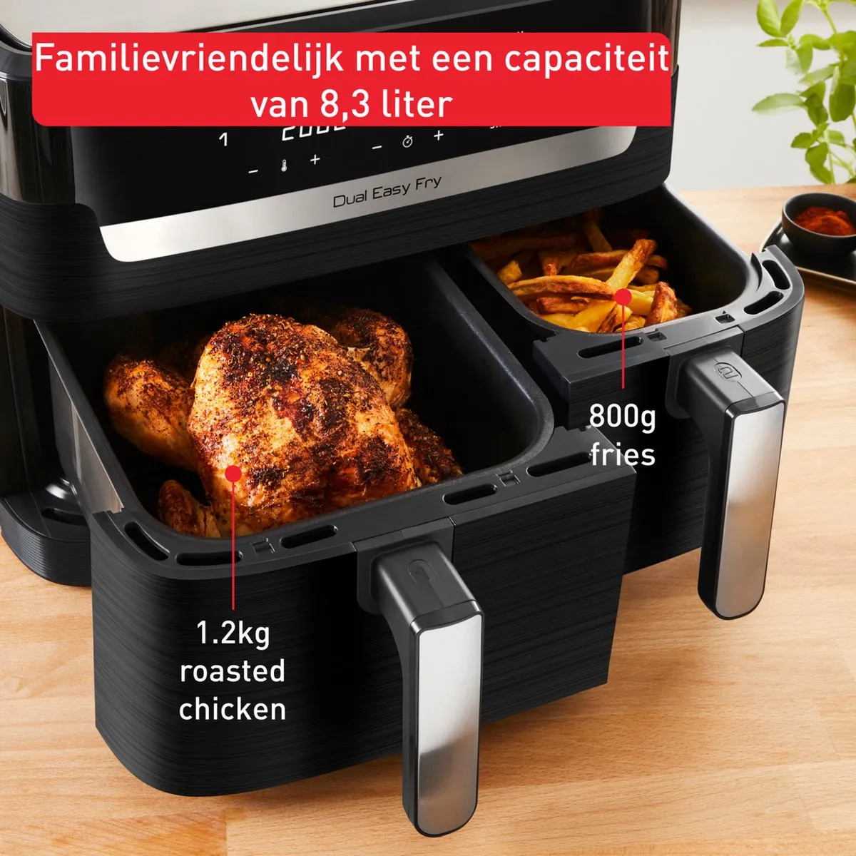Tefal Dual Easy Fry & Grill EY9018 Heeluchtfriteuse 2700W - 8,3L Zwart