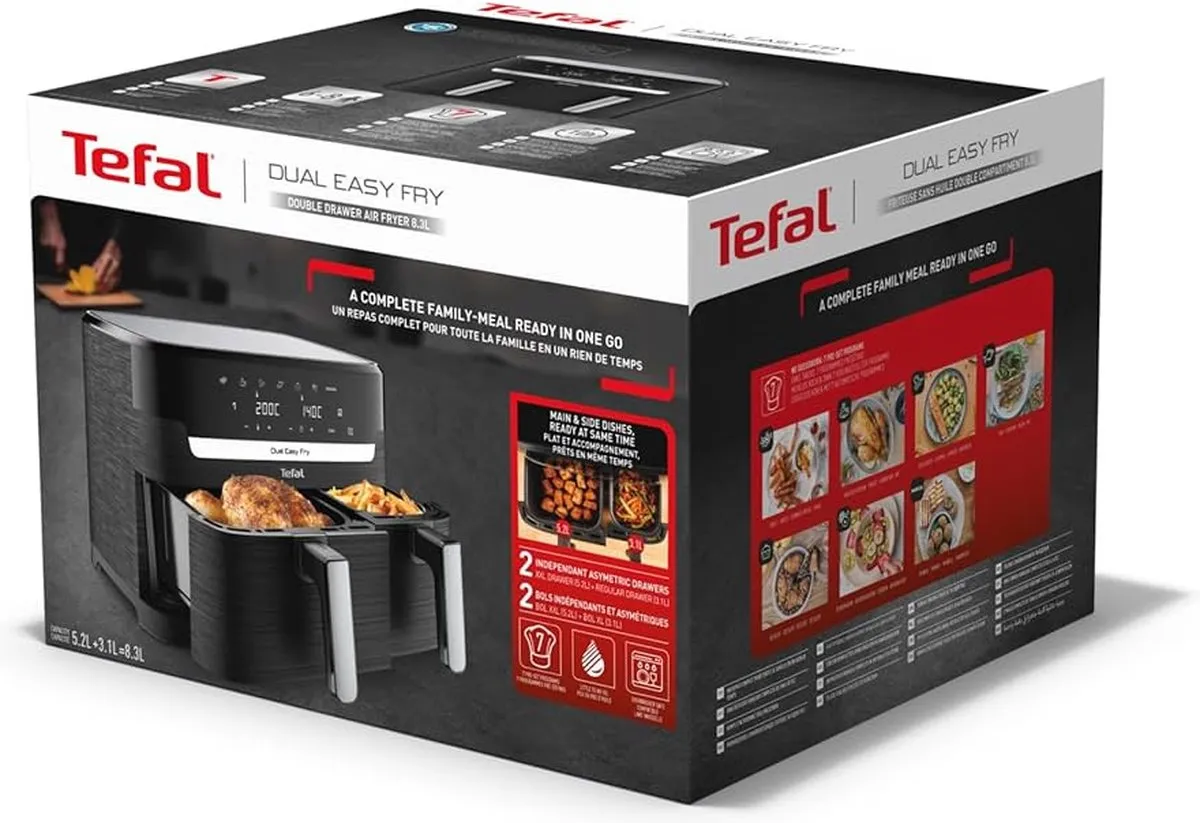 Tefal Dual Easy Fry & Grill EY9018 Heeluchtfriteuse 2700W - 8,3L Zwart