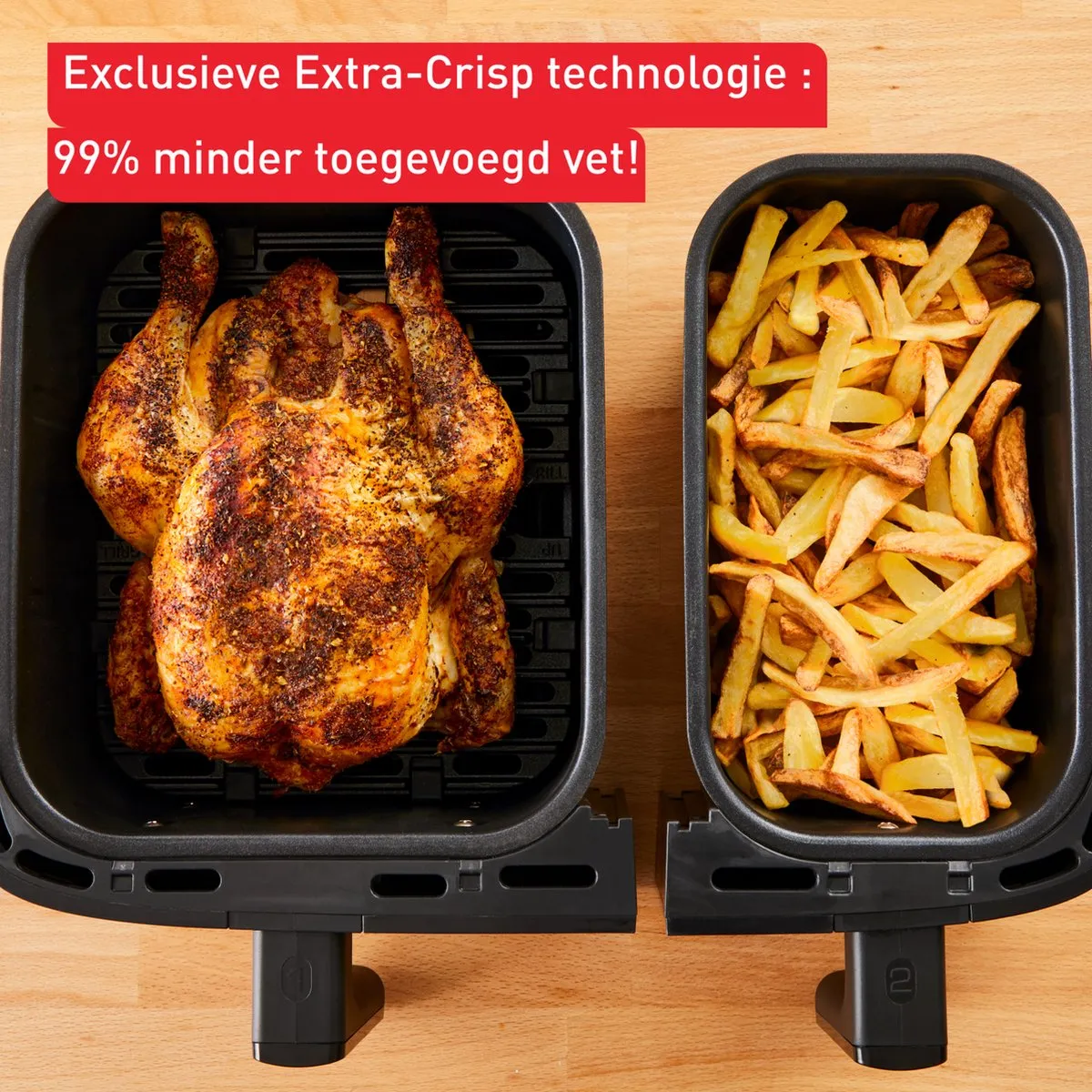 Tefal Dual Easy Fry & Grill EY9018 Heeluchtfriteuse 2700W - 8,3L Zwart - afbeelding 6 van 6