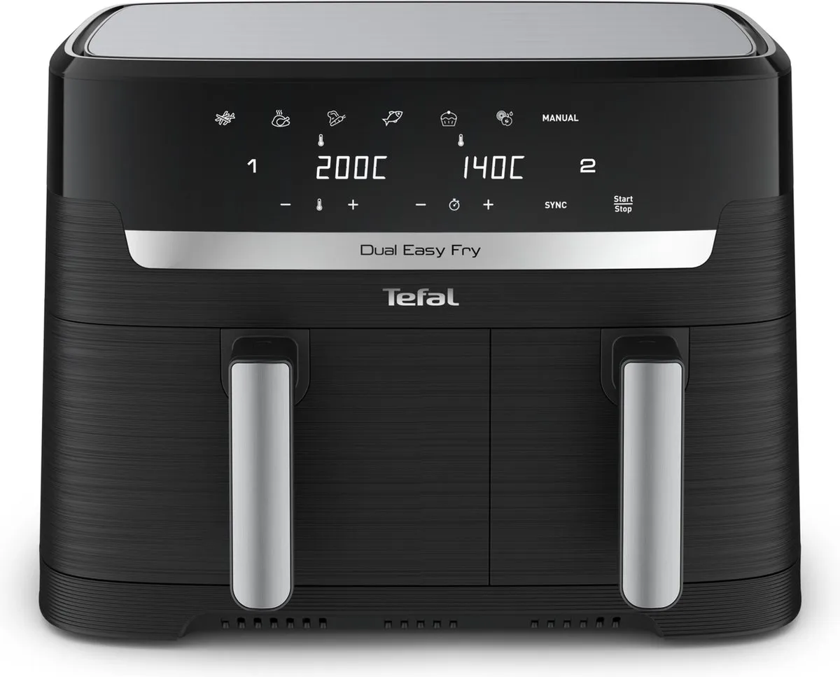Tefal Dual Easy Fry & Grill EY9018 Heeluchtfriteuse 2700W - 8,3L Zwart