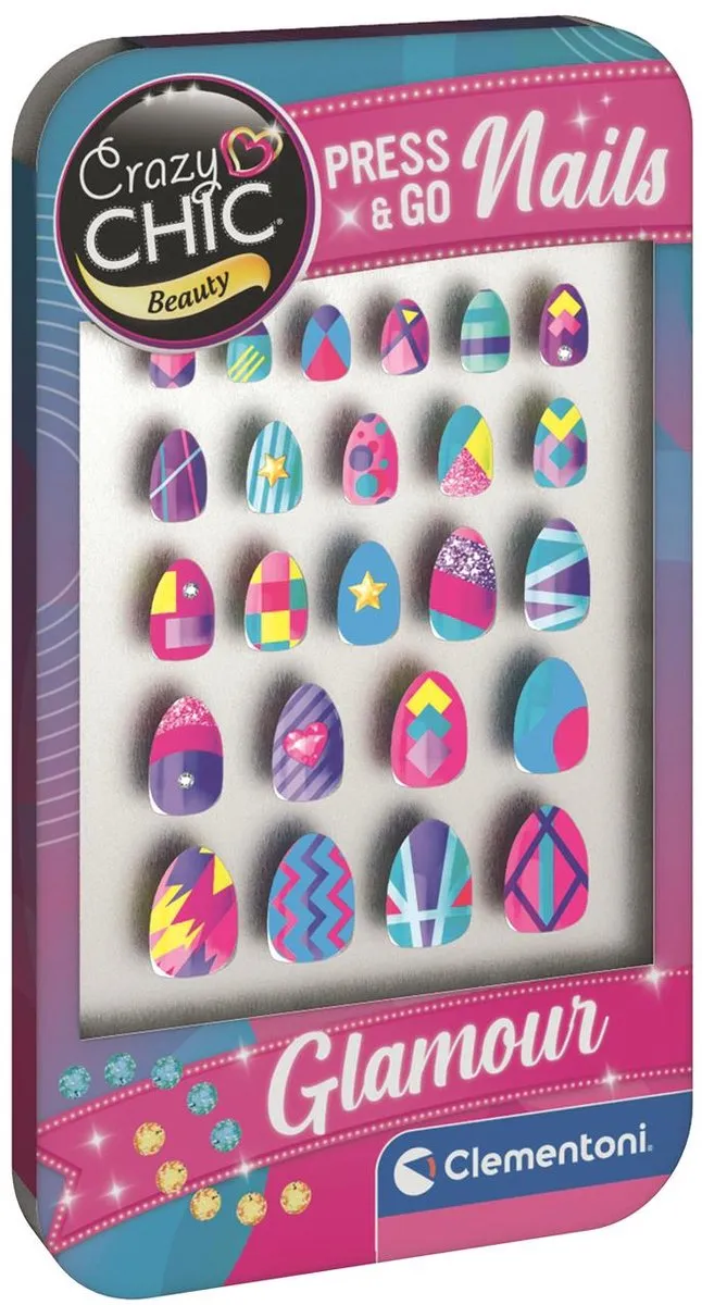 Clementoni Cazy Chic Press & Go Nails Kunstnagels - Glamour