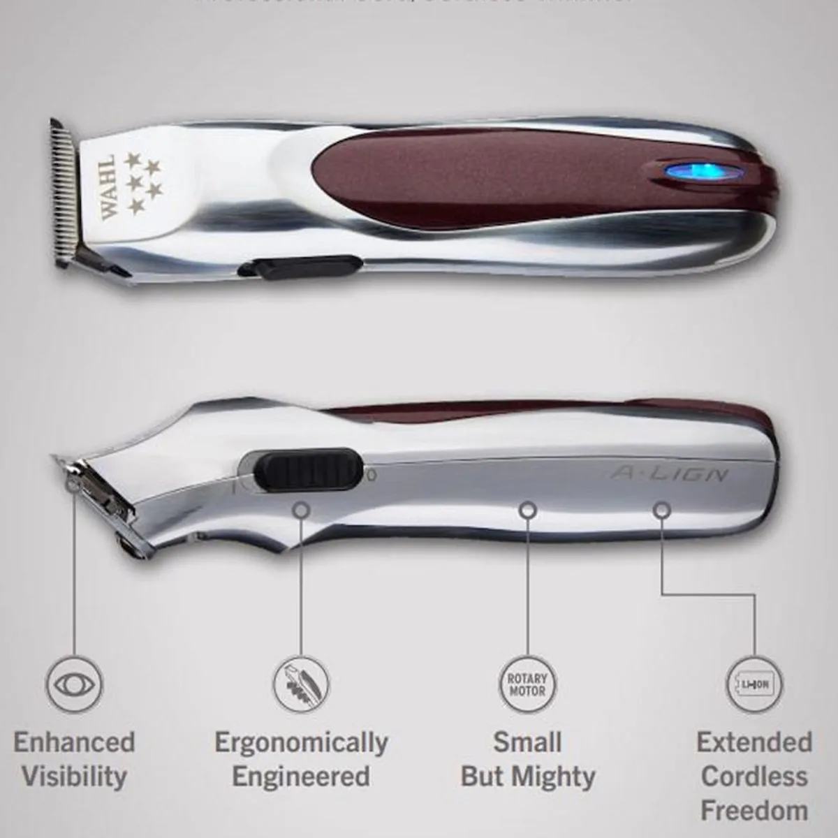 Wahl A-Lign Trimmer 08172-016 - Draadloos - 3 Opzetstukken - Zilver