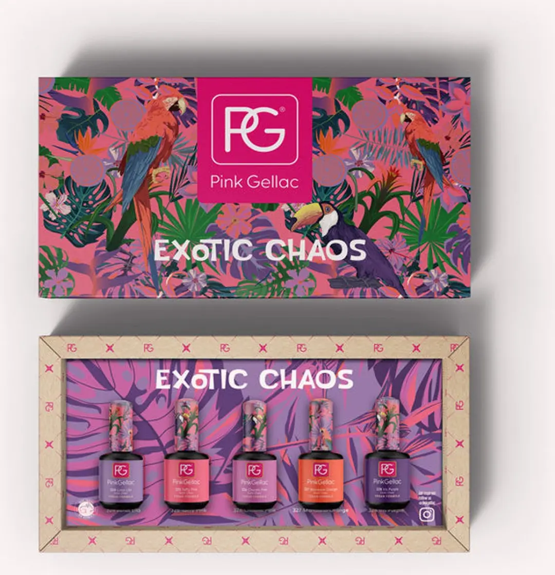 Pink Gellac Exotic Chaos Set - 5x15ml Gellak - Rode Kleuren
