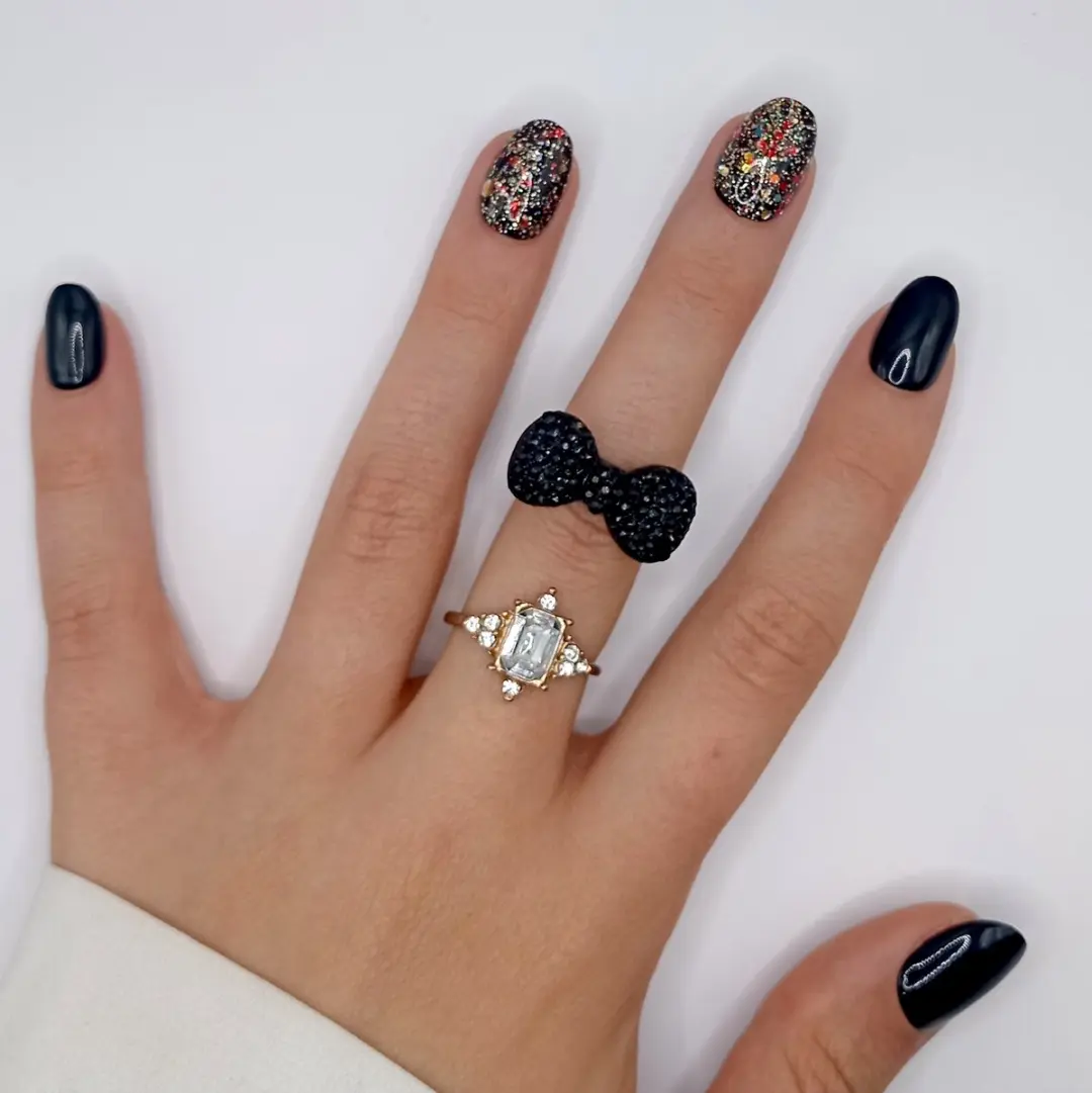SD Press on Nails B-169 Plaknagels - 20 Stuks - Zwart Multi Glitter