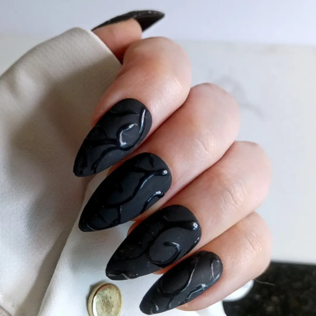 SD Press on Nails No. 29 Lacrymosa Nagelset - 20 Stuks - Medium Stiletto - Gothic