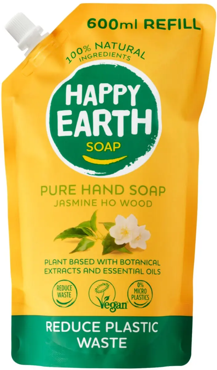 Happy Earth Handzeep Navulling Jasmine Ho Wood 600ml