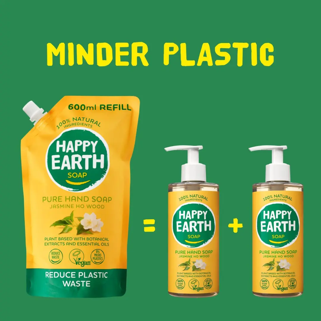 Happy Earth Handzeep Navulling Jasmine Ho Wood 600ml
