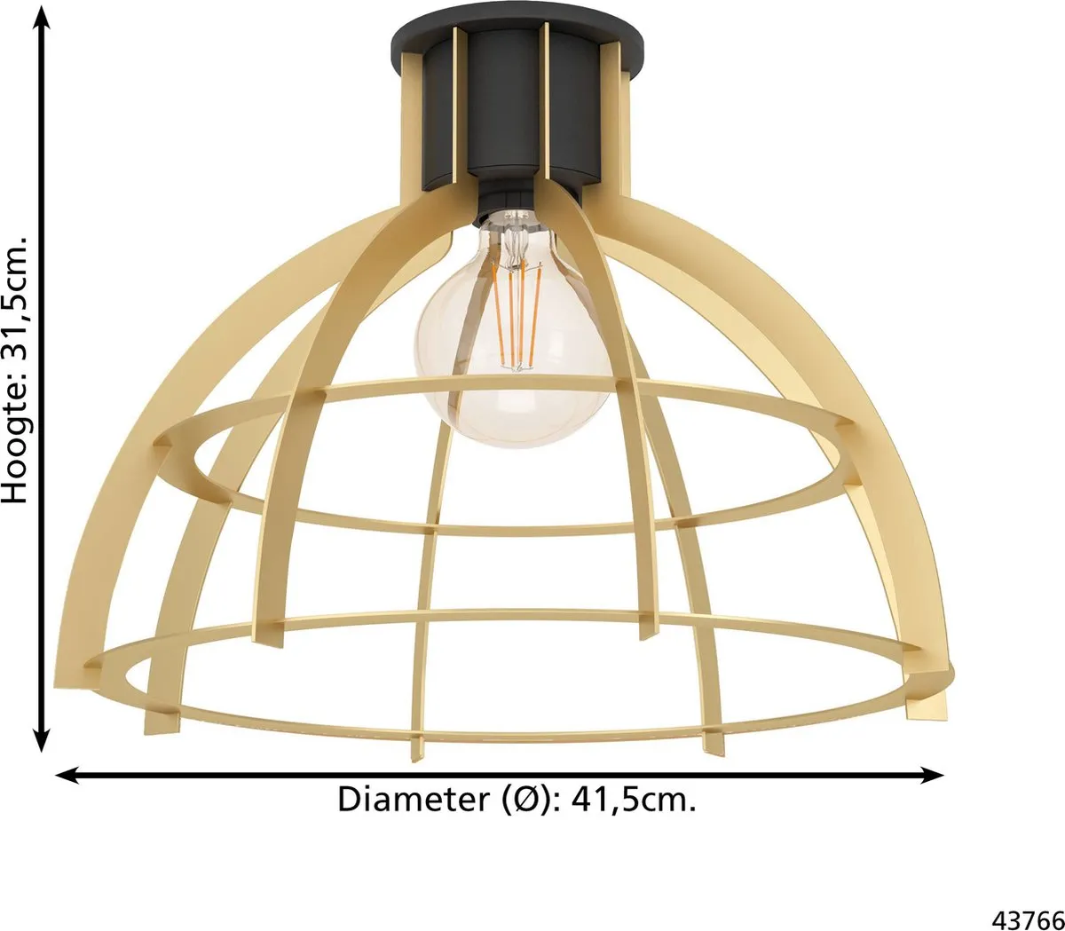 Eglo Stillington Plafondlamp Ø41,5cm - Zwart/Goud - afbeelding 6 van 6