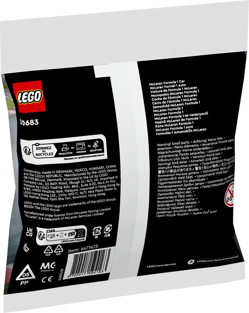 LEGO Speed Champions 30683 - McLaren Formule 1 Auto