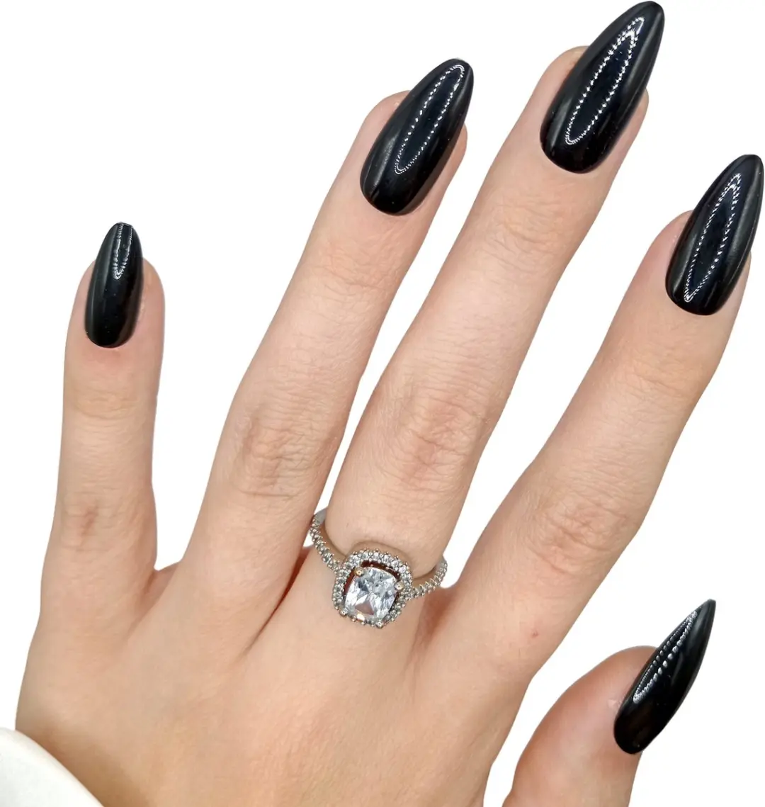 SD Press on Nails B-49 Plaknagels - 20 Stuks - Zwart - Stiletto