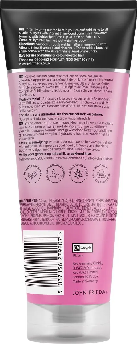 John Frieda Vibrant Shine Conditioner 250ml