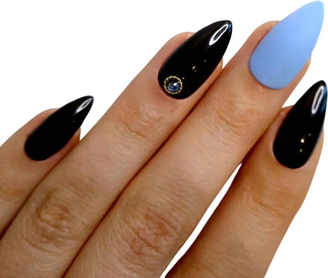SD Press on Nails B-9 Plaknagels - 20 Stuks - Blauw Matte - Medium Stiletto