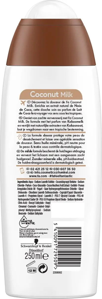 Fa Coconut Milk Douchegel - 6x250ml - afbeelding 6 van 6