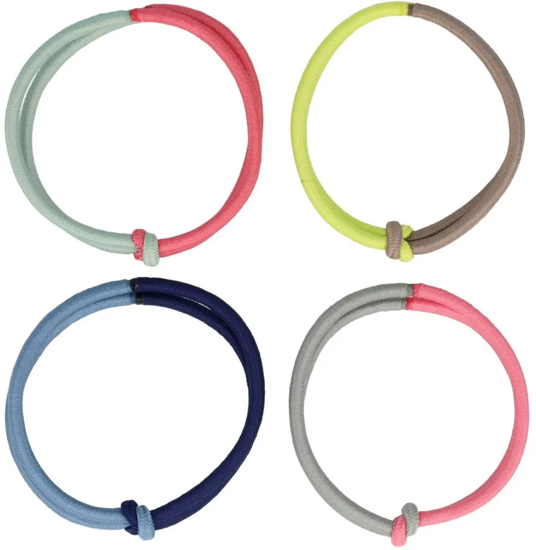 Haarsoires Haarelastieken Basic Duo Kleuren - 4 Stuks
