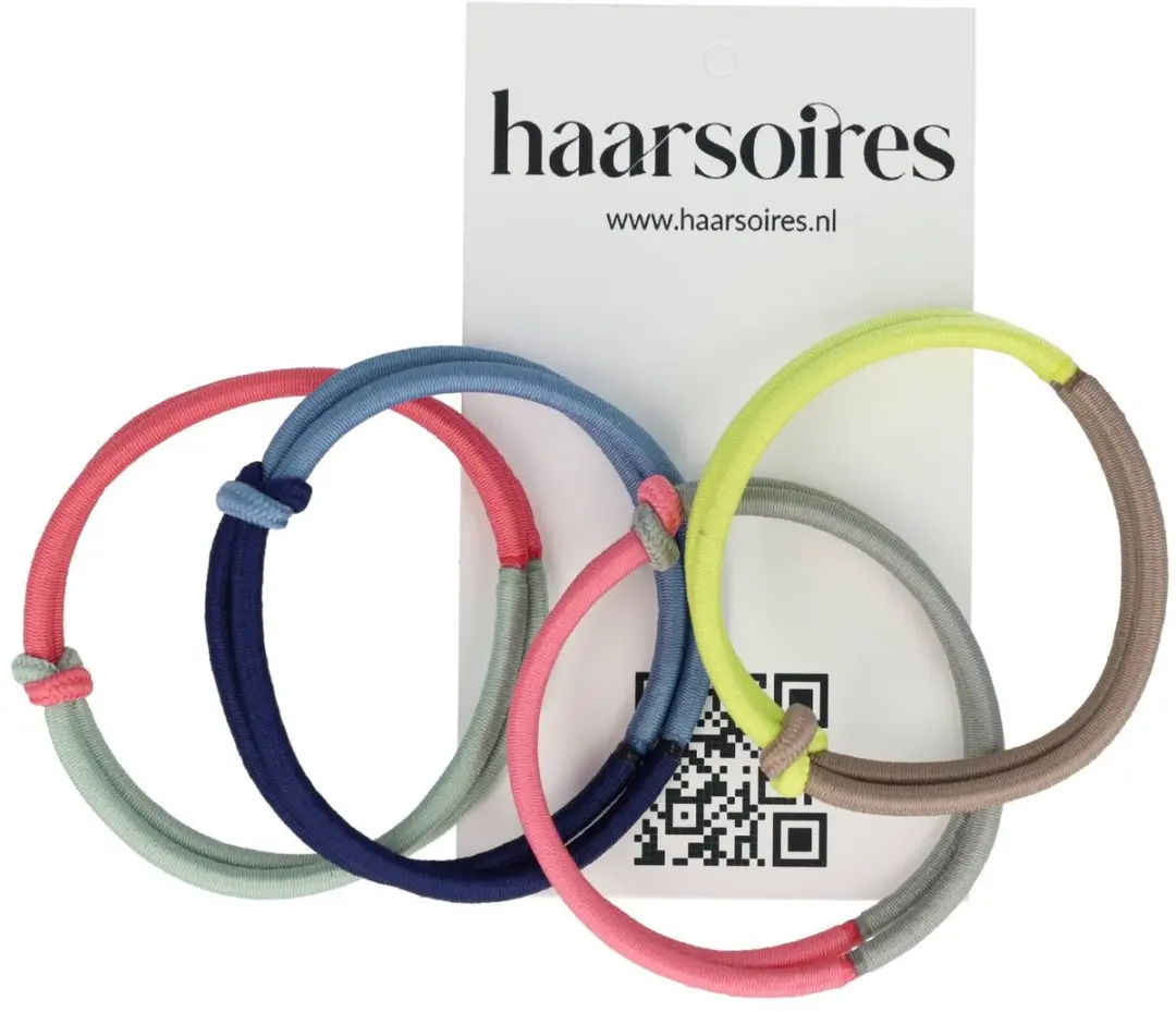 Haarsoires Haarelastieken Basic Duo Kleuren - 4 Stuks