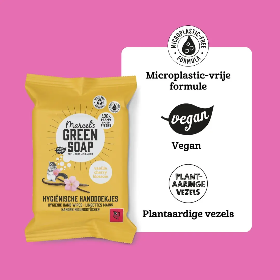 Marcel's Green Soap Hygiënische Handdoekjes Vanille & Kersenbloesem - 180 Stuks