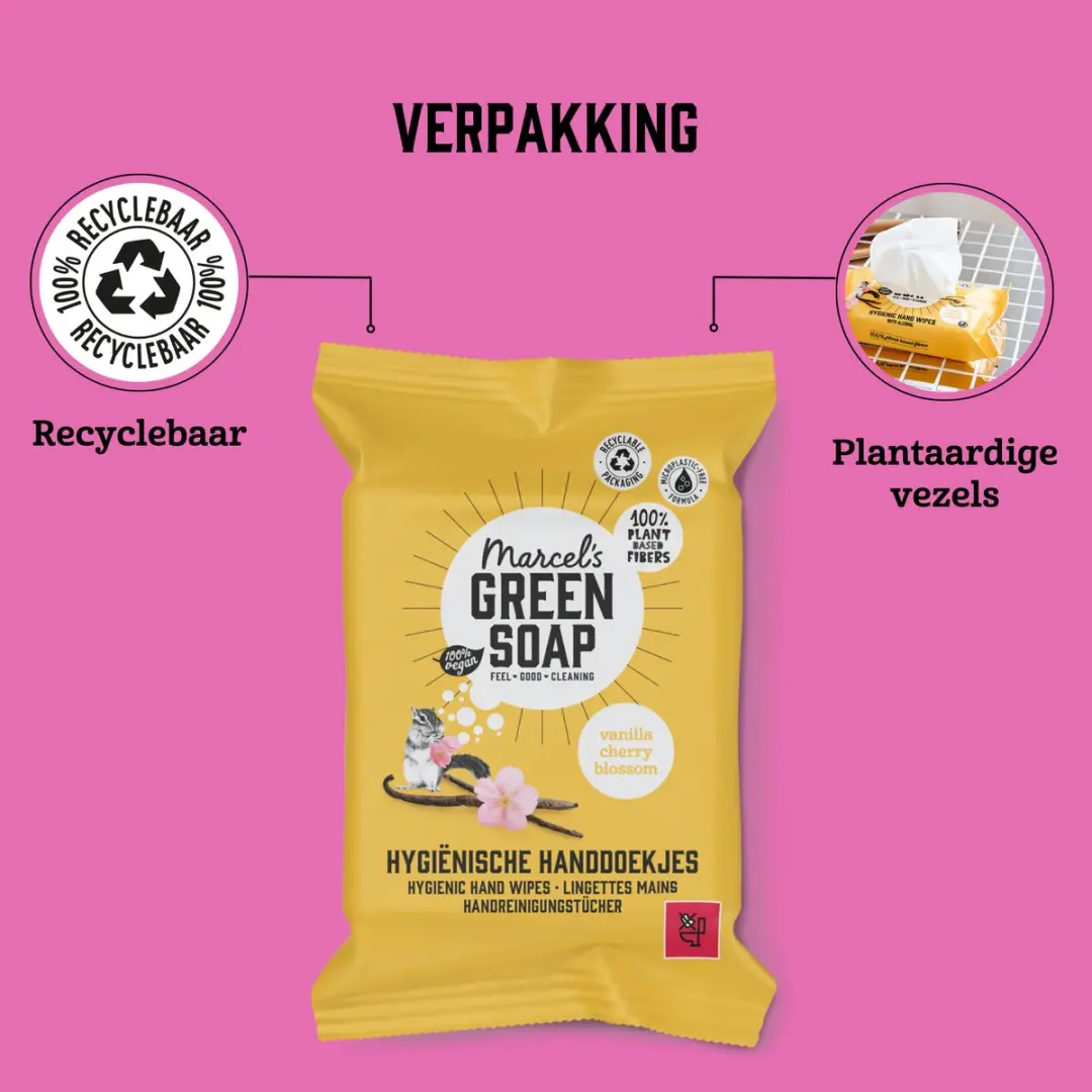 Marcel's Green Soap Hygiënische Handdoekjes Vanille & Kersenbloesem - 180 Stuks