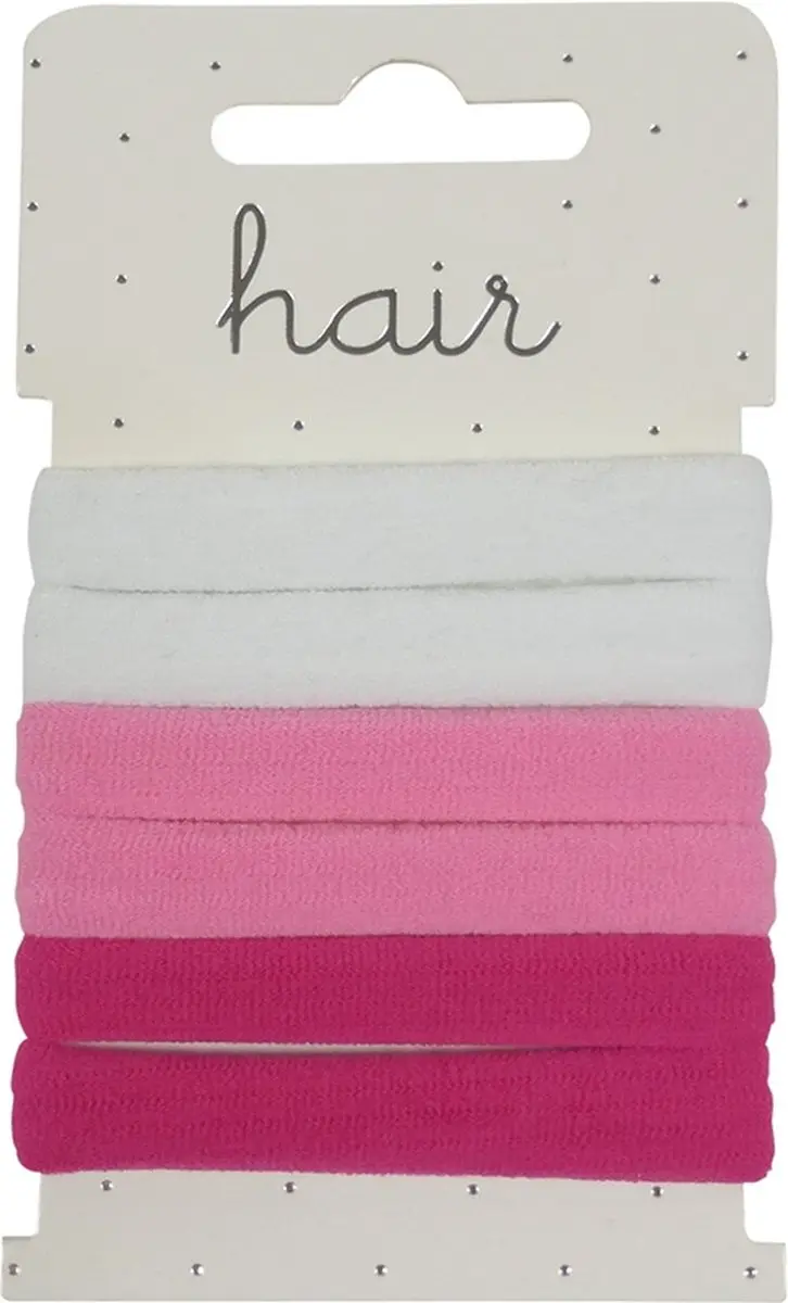 Haarsoires Basic Elastieken Roze Wit - Set van 6