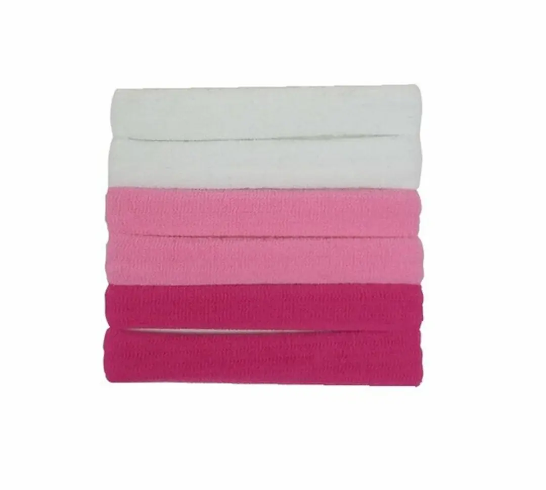 Haarsoires Basic Elastieken Roze Wit - Set van 6
