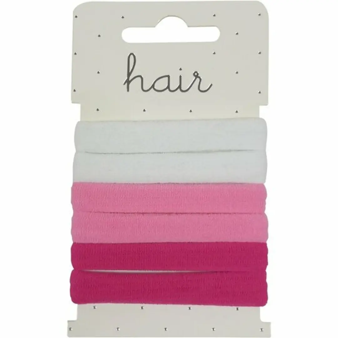 Haarsoires Basic Elastieken Roze Wit - Set van 6