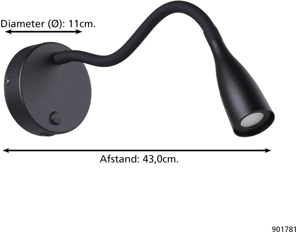 Eglo Olivandino 1 Wandlamp LED - Ø11cm - Zwart