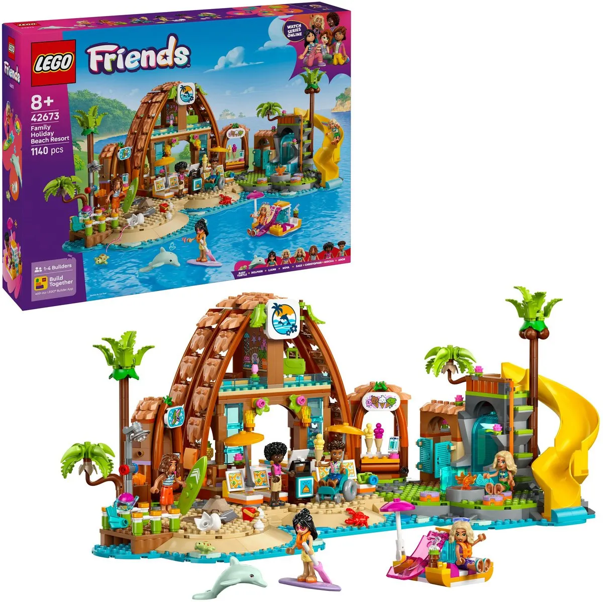 LEGO Friends Strandresort Bouwset 42673 - 1140 Stukken - 6 Minifiguren
