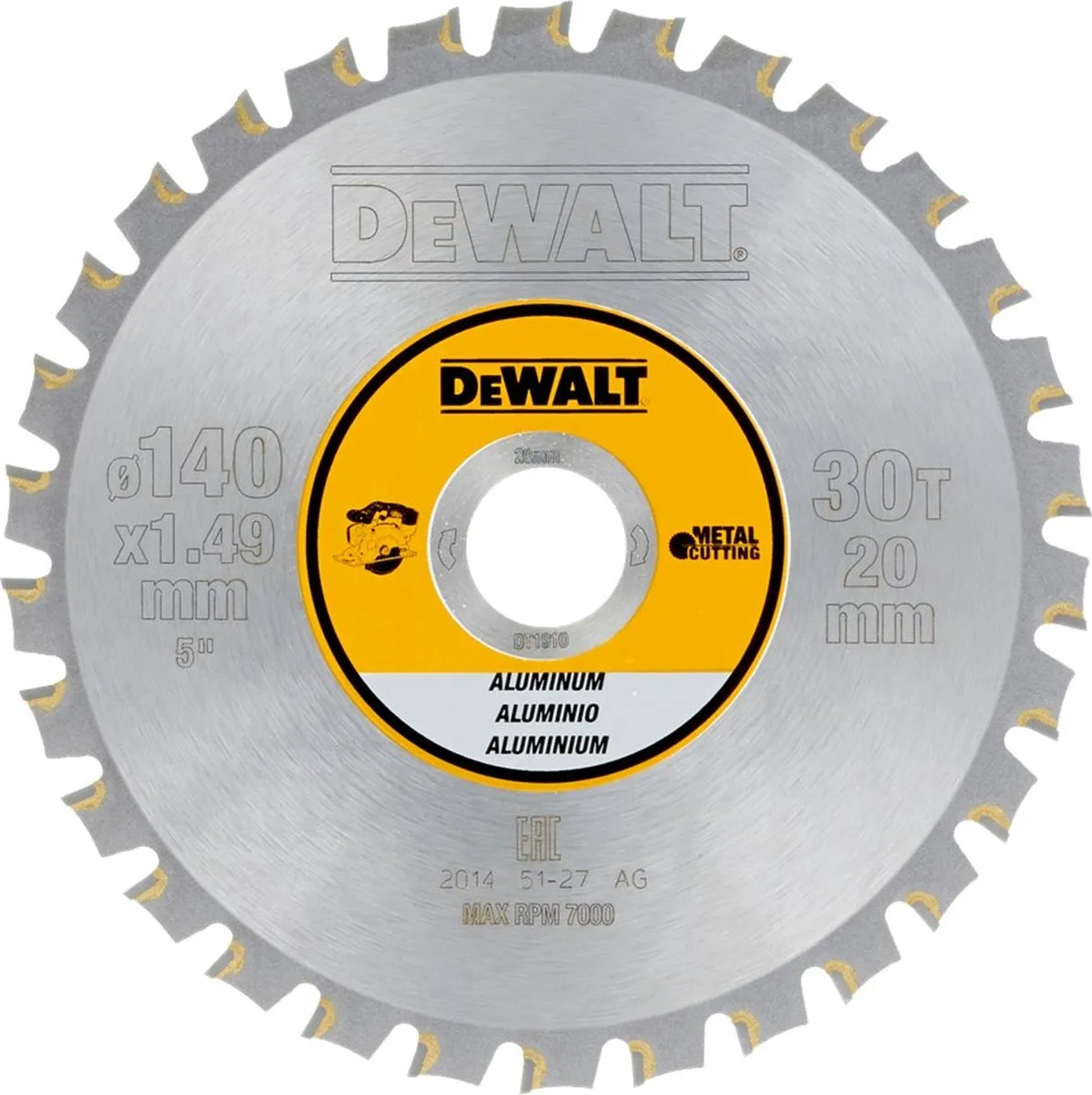DeWalt DT1910-QZ Cirkelzaagblad Aluminium 140mm 30T