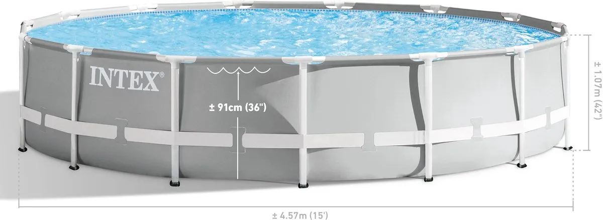 Intex Prism Frame Opzetzwembad Set - Ø 457 x 107 cm met filterpomp