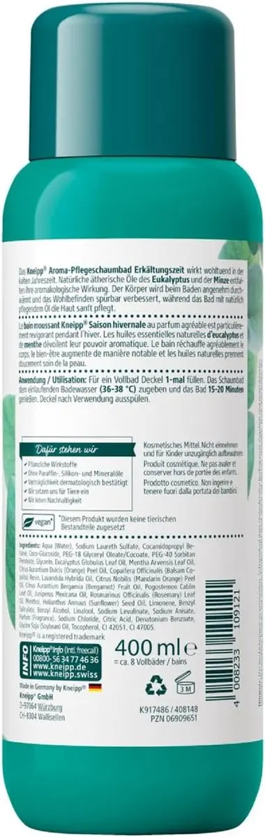 Kneipp Badschuim Verkoudheid Eucalyptus-Munt 400ml