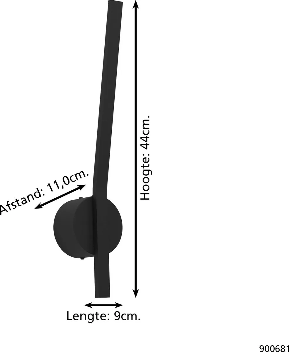 Eglo Taparita Wandlamp LED 44cm - Zwart/Wit