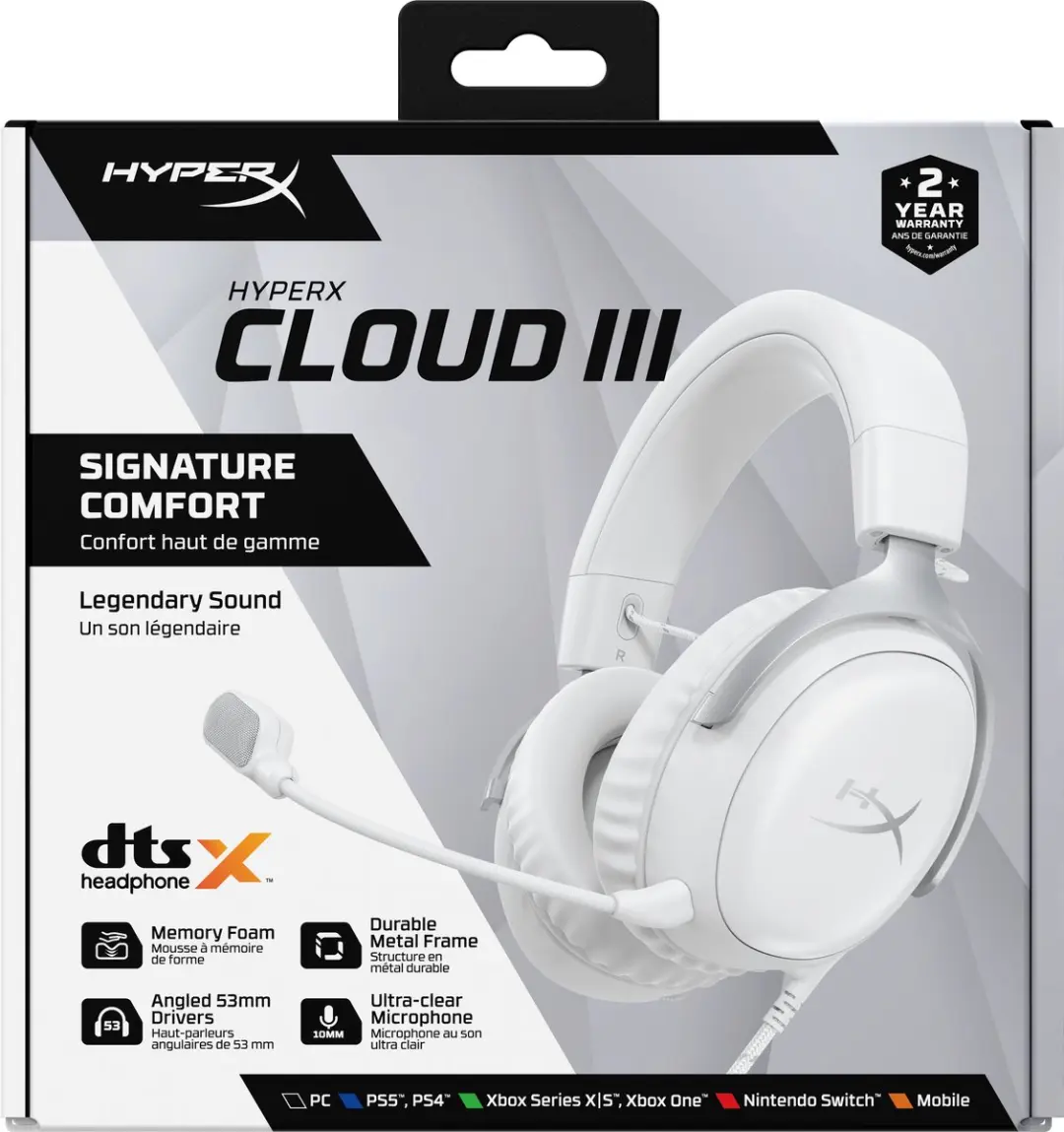 HyperX Cloud III BS7C1AA Gaming Headset - Wit - afbeelding 6 van 6