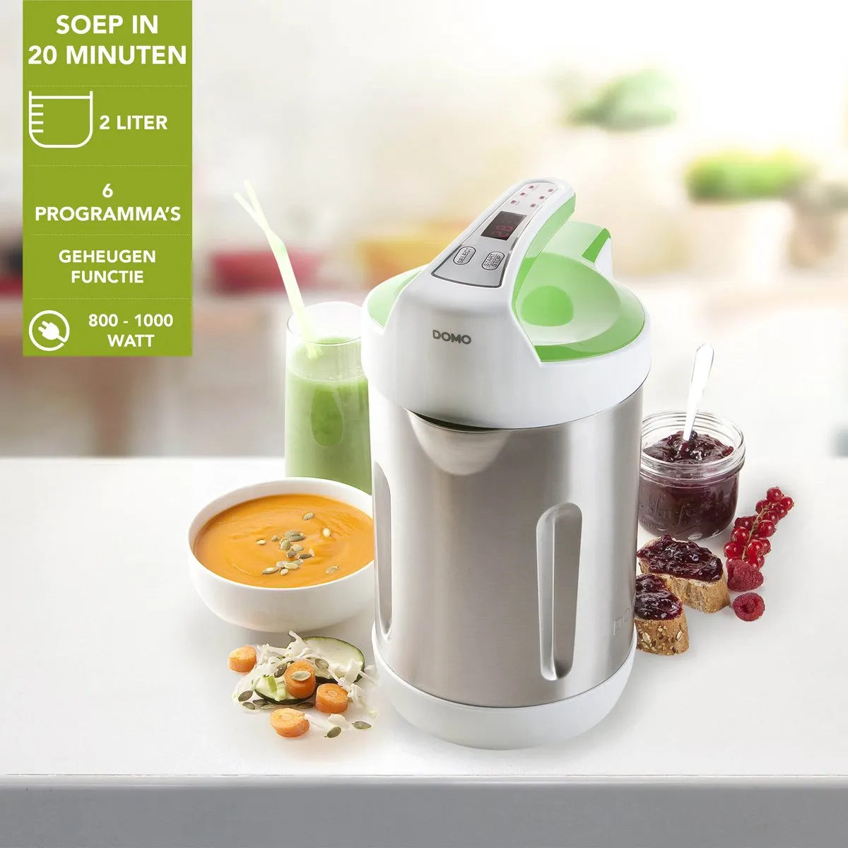Domo DO705BL Soepmaker 2L - 1000W - 6 Programma's
