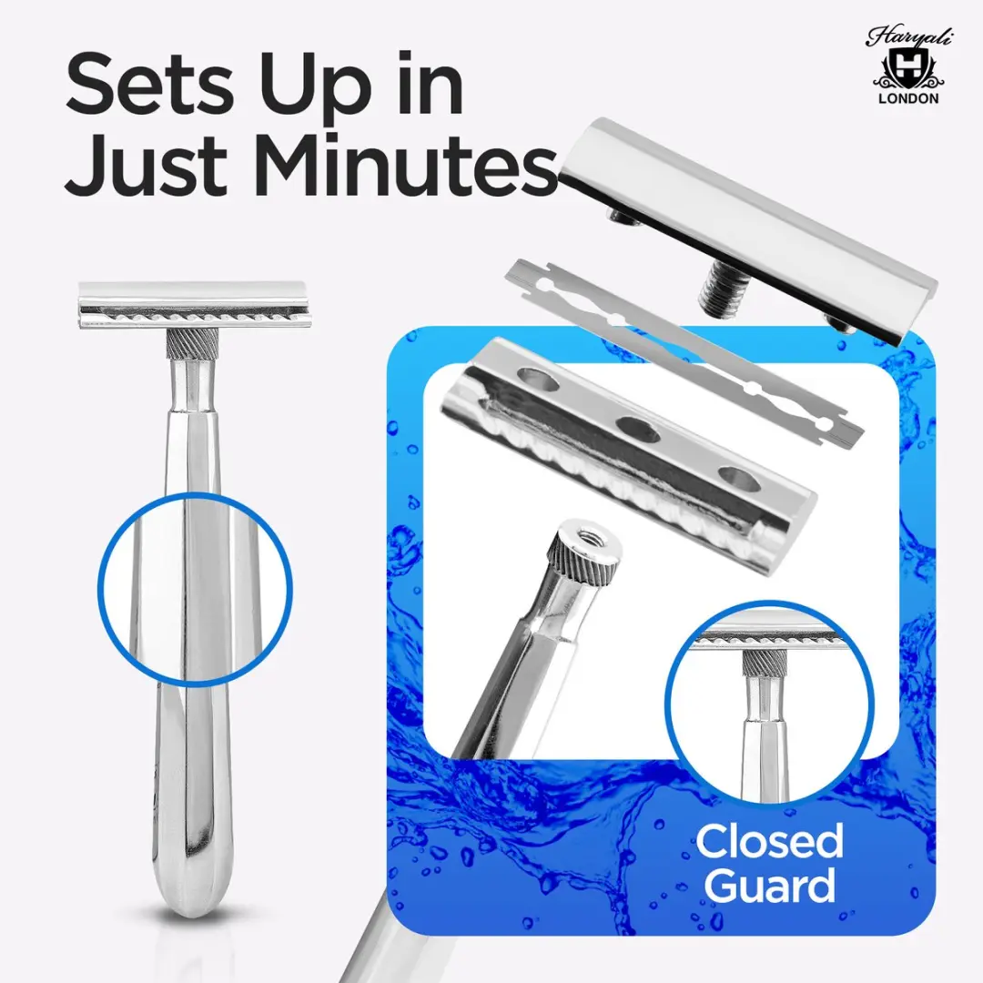 Haryali London Double Edge Safety Razor - Roestvrijstaal - Lange grip