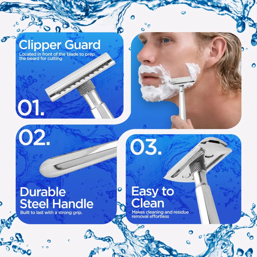 Haryali London Double Edge Safety Razor - Roestvrijstaal - Lange grip