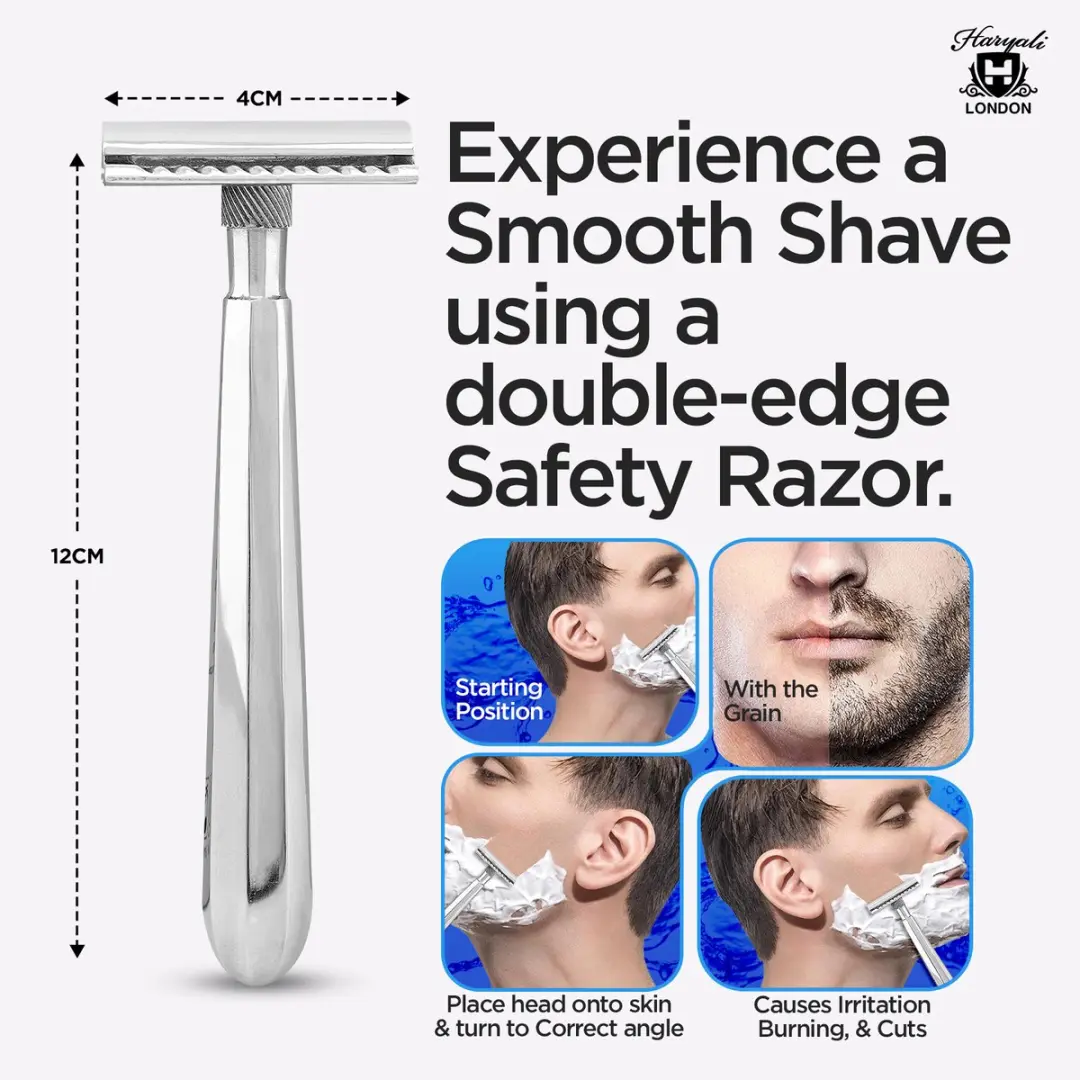 Haryali London Double Edge Safety Razor - Roestvrijstaal - Lange grip