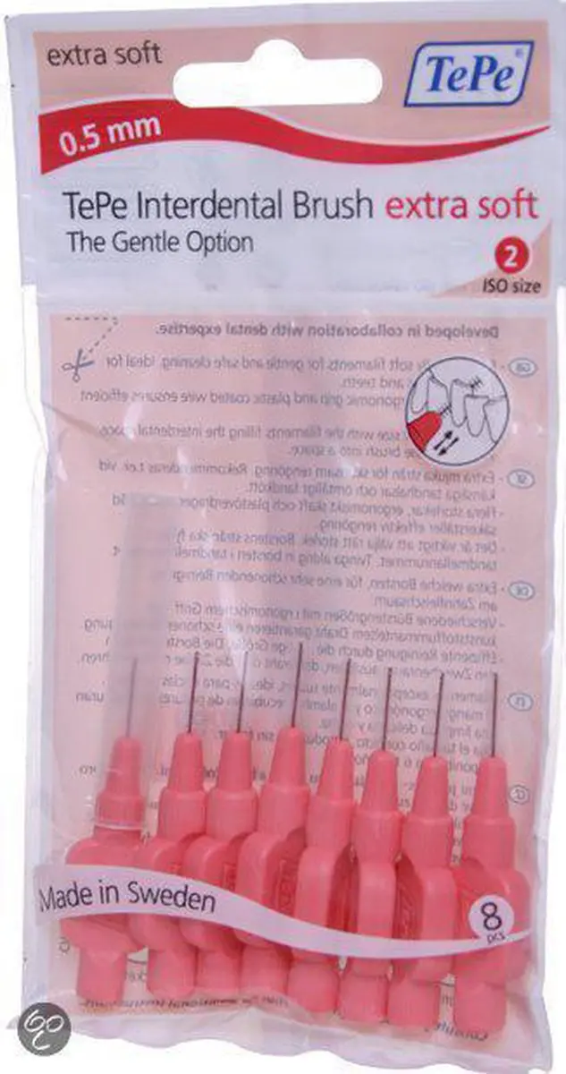 TePe Extra Zacht Lichtrood Rager 2.4mm - 8 Stuks - afbeelding 6 van 6