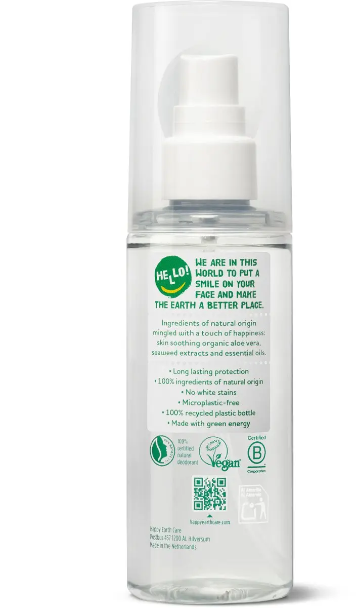 Happy Earth Deodorant Spray Geurloos 100ml - 24u Natuurlijk