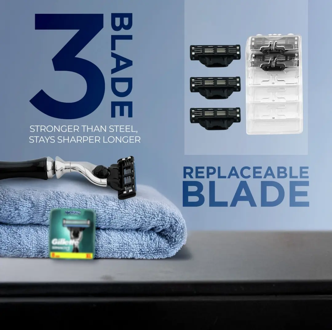 Haryali London 3-zijdig scheermes - 3 Bladen - Zwart