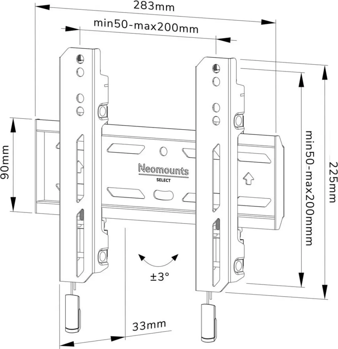 Neomounts WL30S-850BL12 TV-beugel 24-65" - Vast - Zwart