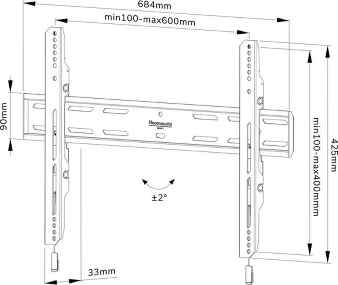 Neomounts WL30S-850BL16 TV Wandbeugel - 40-82" - Vast - Zwart