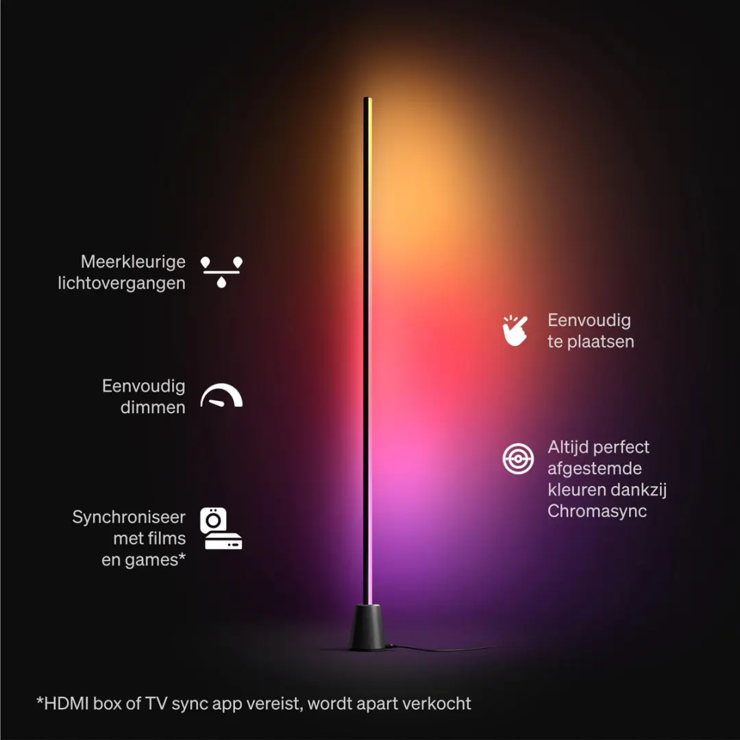 Philips Hue Play LED Vloerlamp - 14.6W - RGBW - Zwart