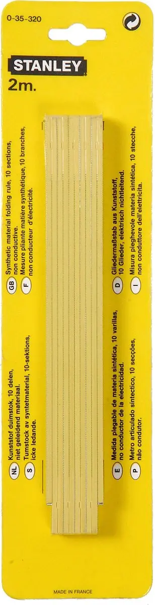 Stanley 0-35-320 Duimstok Fiberglas 2m - 15mm - Geel