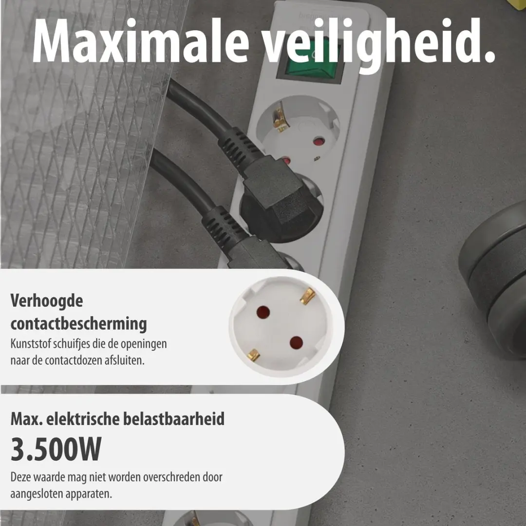 Brennenstuhl Eco-Line 8-voudige stekkerdoos 3m - 3500W - Wit