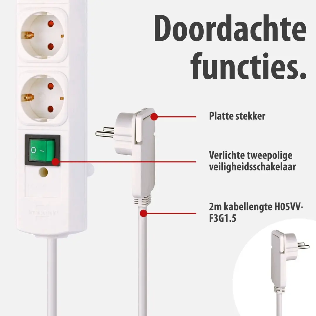 Brennenstuhl Comfort-Line Plus Stekkerdoos 4-Voudig 3500W - Wit