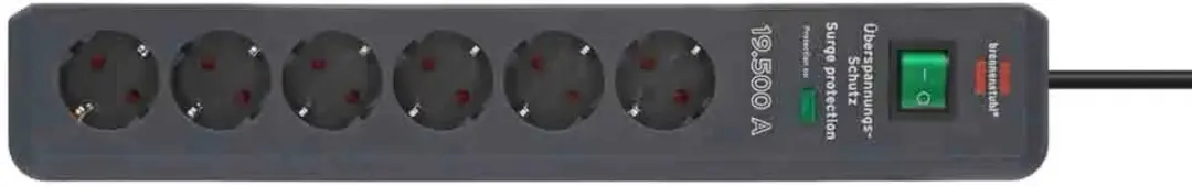 Brennenstuhl Secure-Tec 19.500A Stekkerdoos 6-voudig - Antraciet